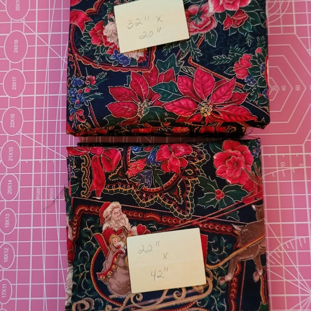 Lot of 2 Pieces of Vintage Santa Fabric